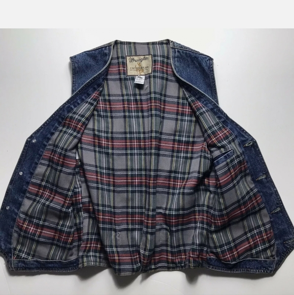 Men’s Vintage Wrangler Outerwear Western Gear Vest Leather Trimmed Size Medium - Picture 6 of 6